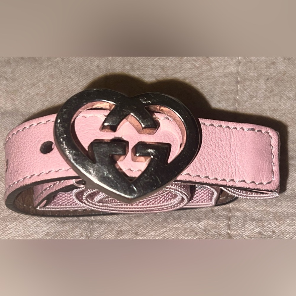 GUCCI Girls Pink and Grey Elastic Web Belt
